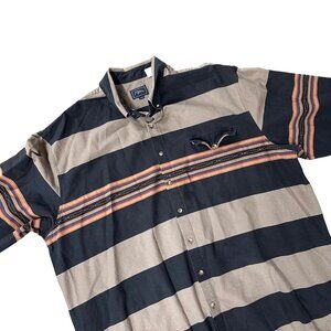 Vintage 1990s Roper 3XB Button Up Shirt Striped Long Sleeve Western Cowboy